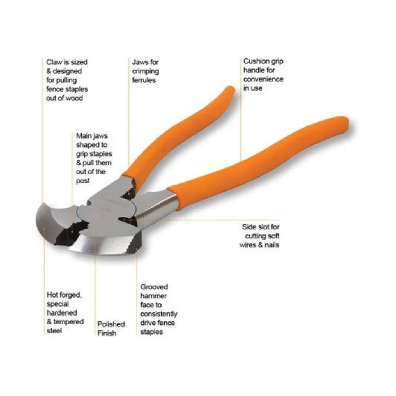 Groz 10 1/2 inch Fencing Pliers | Heavy Duty | Multi-Use | Forged Body