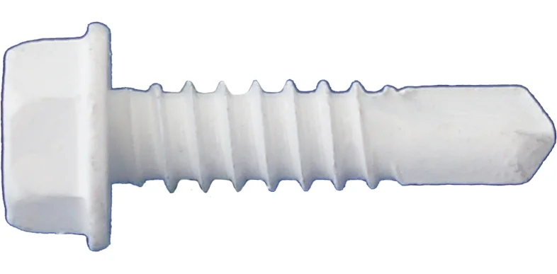 Daggerzâ„¢ 8" x 1/2" Hex Washer Head White Self Drill Screws - 10000 Qty