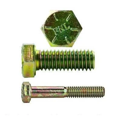 5/16" x 3-1/4" Hex Head Bolts Grade 8 Yellow Zinc Plated Coarse Thread