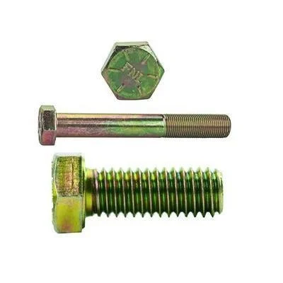 1/4" x 1/2" Hex Head Bolts Grade 8 Yellow Zinc Plated Fine Thread