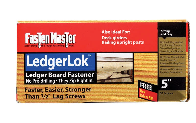 FastenMaster LedgerLok 5 in. L Silver Hex Washer Head Deck Screws 50 pk