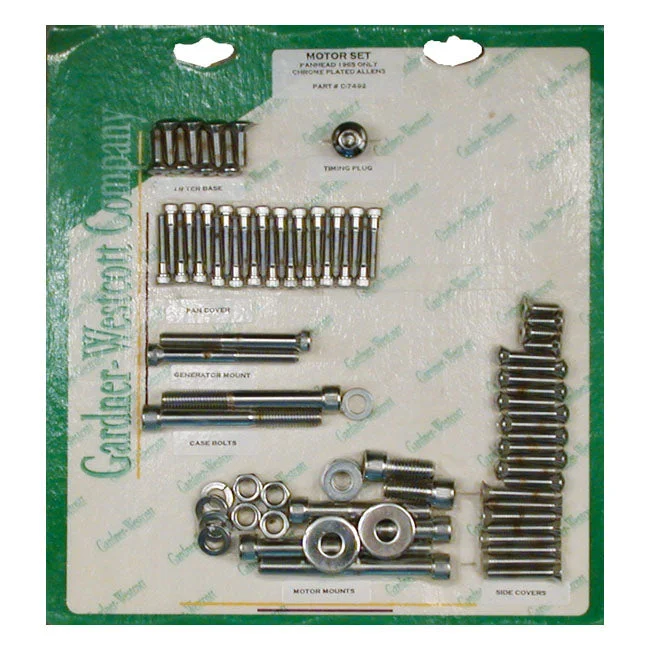 MOTOR SCREW SET, ALLEN - 1965 PANHEAD (NU) WITH STEEL D-RINGS, SHORT BOLTS