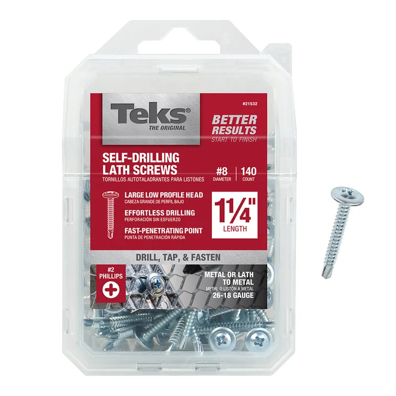 Teks No. 8  x 1-1/4 in. L Phillips Truss Head Zinc-Plated Steel Lath Screws 140 pk