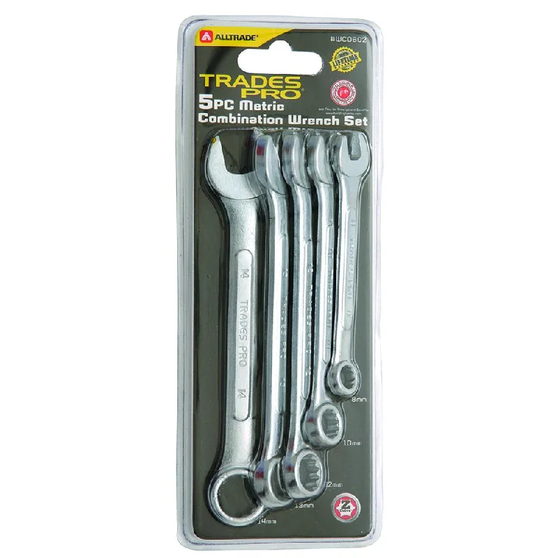 Trades Pro 5pc Metric Ring and Open End Spanner Set