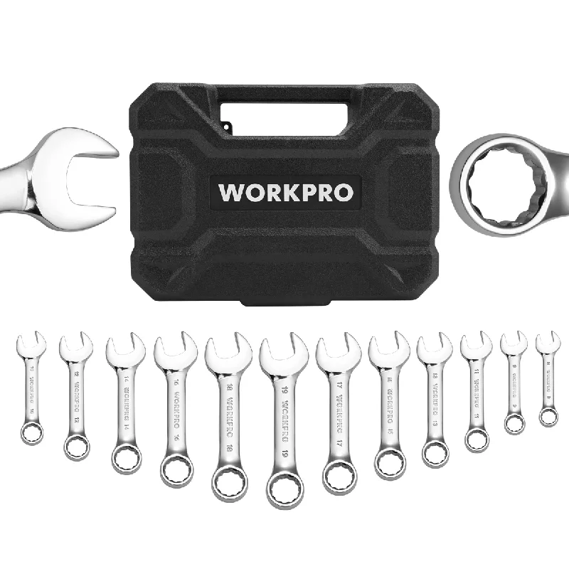 WORKPRO 12 Pcs Stubby Combination Wrench Set