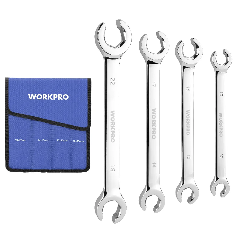 WORKPRO 4 Pcs Metric Flare Nut Wrench Set