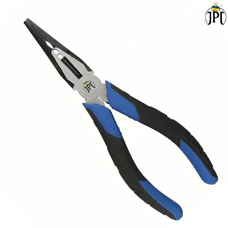 JPT 8-Inch Long Heavy Duty Nose Plier With Hard Carbon Steel Jaws And Comfort Grip Handles | Long Nose Cutting Pliers for AC Wiring, Cutting, And Gripping