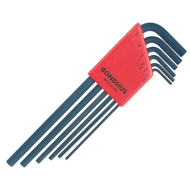 Bondhus 12146 Set of 6 Hex L-wrenches, Long Length, Sizes 1.5-5mm