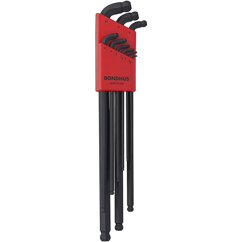 Bondhus 67099 Stubby Double Ball End L-Wrenches Set, 1.5 - 10 mm, 9 Pc.