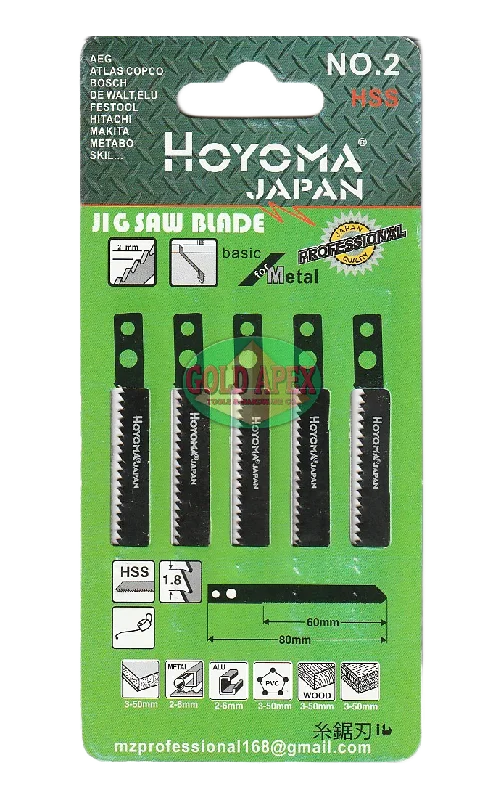 Hoyoma Jigsaw Blade No. 2 for Metal (Makita Type Shank)