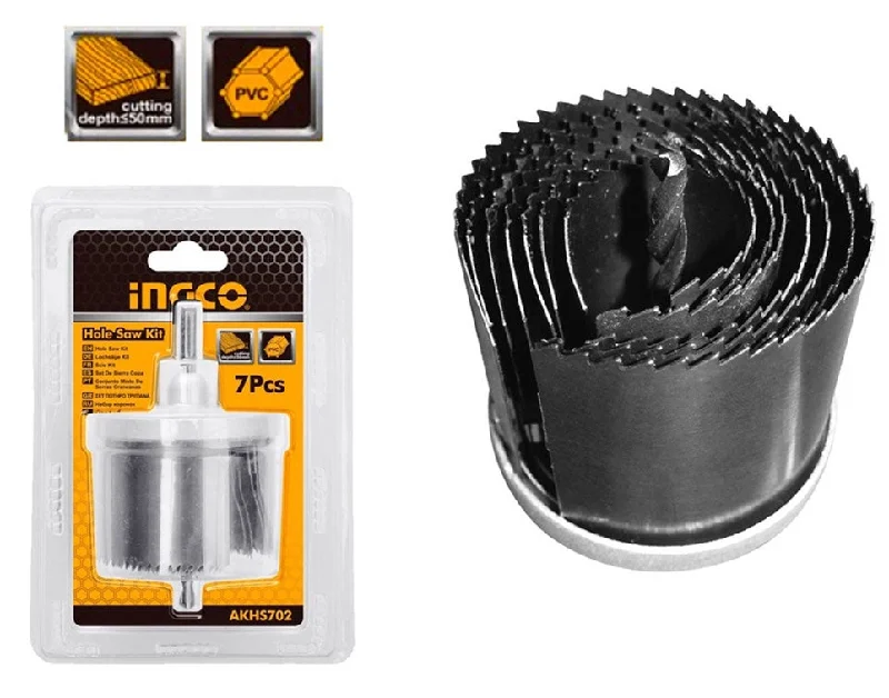 Ingco AKHS702 7pcs Hole Saw Set 2" SS