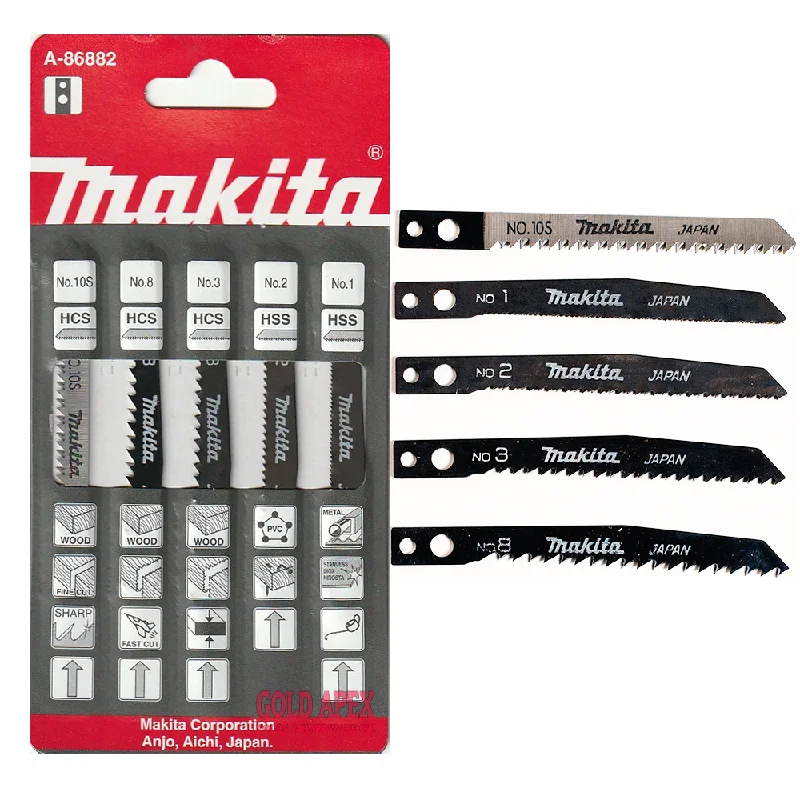 Makita A-86882 Assorted Jigsaw Blade Set for Wood , Metal and Plastic (Makita Type Shank)