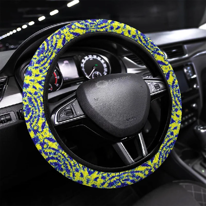 Blue And Yellow Tie Dye Steering Wheel Covers Custom Hippie Tie Dye Hippie Car Accessories