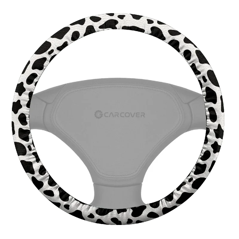 Cow Dairy Steering Wheel Cover Custom Animal Skin Printed Car Interior Accessories