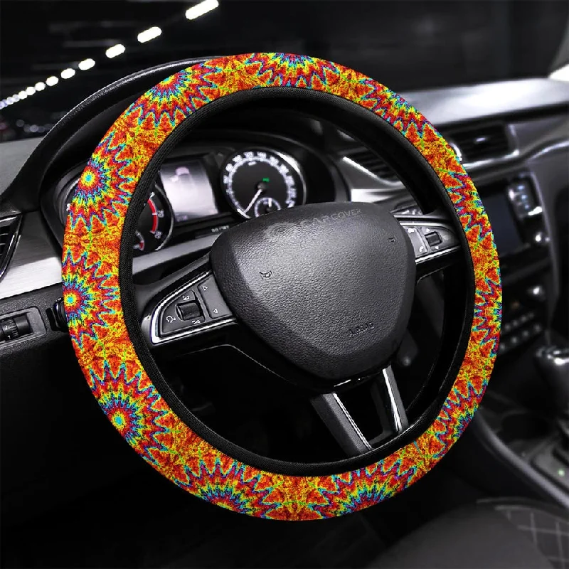 Kaleidoscope Tie Dye Steering Wheel Covers Custom Hippie Tie Dye Hippie Car Accessories