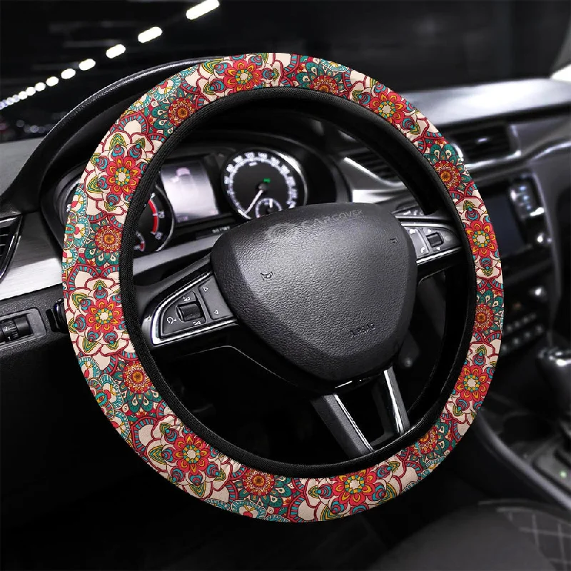 Mandala Steering Wheel Covers Custom Mandala Flower Car Accessories