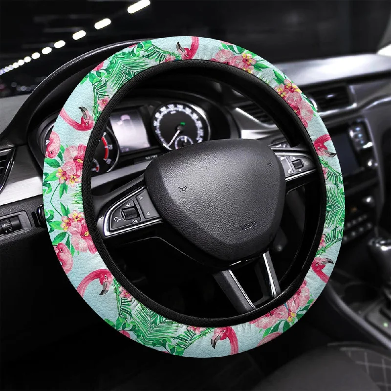 Pink Flamingo Steering Wheel Covers Custom Hawaiian Style Car Accessories