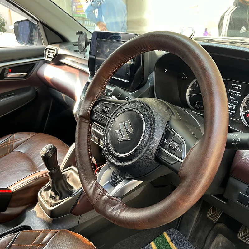 Posh Art Leather Car Steering Wheel Cover For Tata Harrier